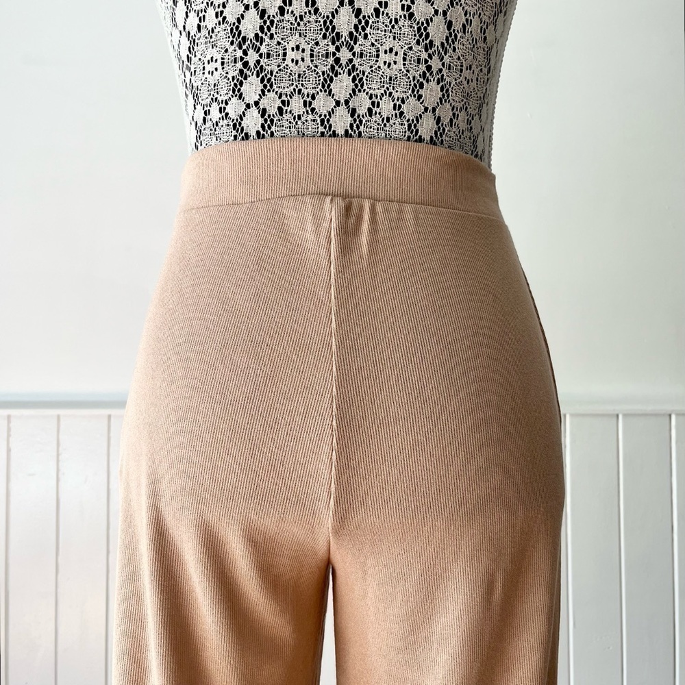 Zara Tan Knit High Waisted Wide Leg Trousers Size S - Picture 7 of 11